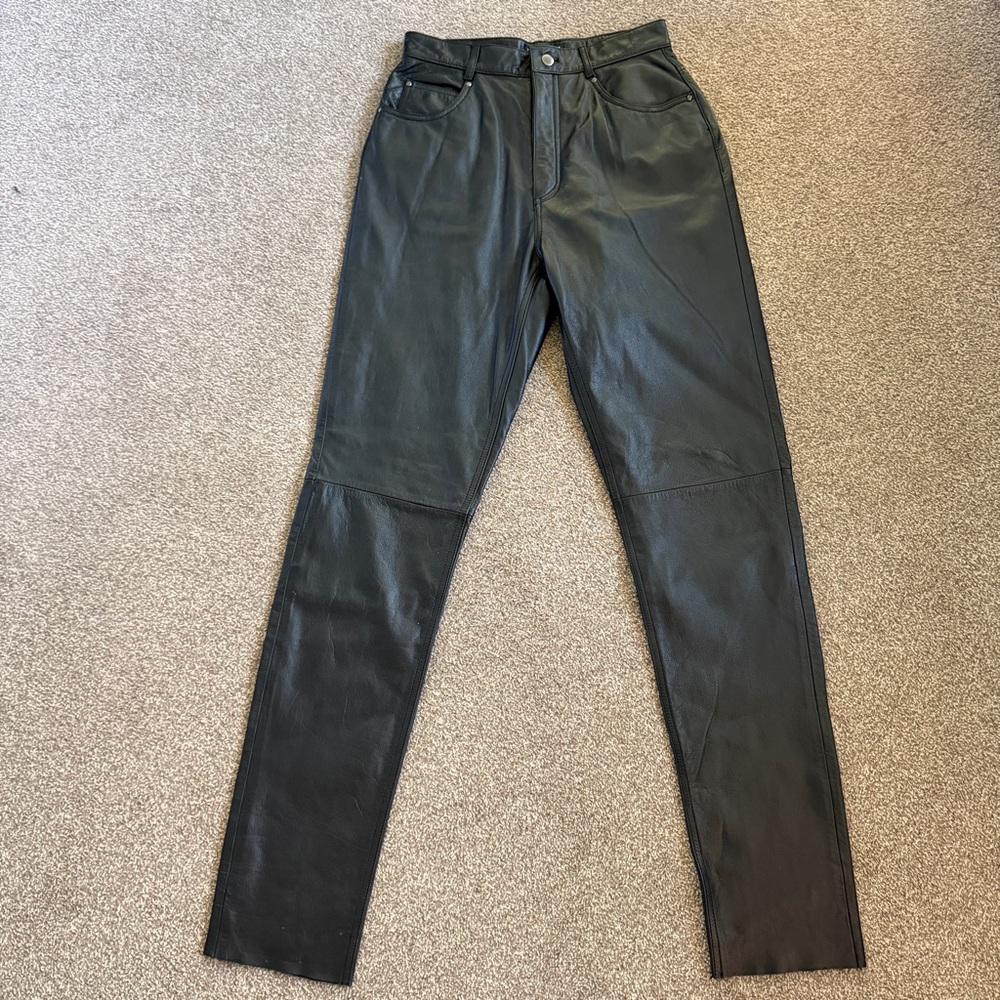 Vintage Wilson’s Black Leather Moto Pants High Rise Women’s 10 Retro Goth 28x33